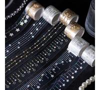 Autocollants en Ruban PET Romantique,6 Rouleaux D'autocollants Pailletés de 2M pour Journal Intime,Scrapbooking,Album Photo,Emballage Cadeau,Bricolage