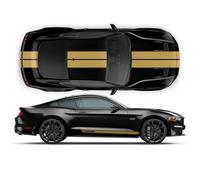 Autocollants en vinyle pour voiture avec bandes de course compatibles avec Ford Mustang 2015-2018 (kit complet, or brillant)
