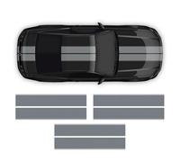 Autocollants en vinyle pour voiture avec bandes supérieures doubles Racing compatibles avec Ford Mustang 2005-2019 (anthracite métallisé brillant)