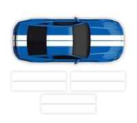 Autocollants en vinyle pour voiture avec bandes supérieures doubles Racing compatibles avec Ford Mustang 2005-2019 (blanc brillant)