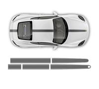 Autocollants en vinyle pour voiture Thin Martini Racing compatible avec Porsche Cayman/Boxster (bandes supérieures, martini échelle de gris)