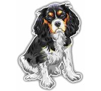 Autocollants Et Décalcomanies De Voiture 15Cmx11Cm Assis Cavalier King Charles Spaniel Race Chien Autocollant De Voiture Automobiles Motos Accessoires Extérieurs Autocollants En Vinyle, (2 Pièces)