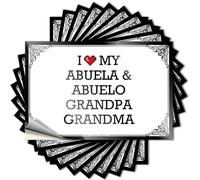 Autocollants et décalcomanies pour boîte à outils avec inscription « I Love My Abuela & Abuelo Grandpa Grandma » - Autocollants amusants pour voiture (8 x 12 cm)