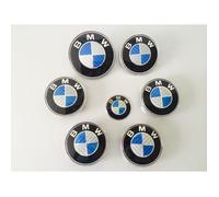 Autocollants et emblèmes - BMW - Kit 7 Badge Carbone Bleu Gris - Capot 82mm - Coffre 74mm - Volant 45mm