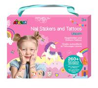 Autocollants et tatouages pour les ongles, licornes multicolor TU