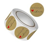 Autocollants faits avec amour,autocollants faits à la main avec amour, Étiquettes de rouleau de cuisson d’amour faites à la main, Étiquettes autocollantes rondes en forme de cœur rouge pour sceaux d'e