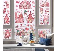 Autocollants Fenêtre pour Saint-Valentin, 71PCS Grand Gnome Cœur Rouge Stickers Vitre, Statique Verre Autocollant Saint-Valentin Decoration pour Mariage Anniversaire Fête Fenêtres Portes Boutique