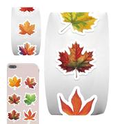 Autocollants Feuilles d'Automne | 500 Pièces Autocollants Enveloppes Feuille d'Érable | Rouleau Décalcomanies pour Gourde Scrapbook Agenda Créations | Saison Automne et Thanksgiving