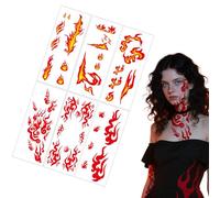 Autocollants Flame Temp - Papier imperméable, illustration de flamme réaliste, autocollants faciles à appliquer, matériau sans danger pour la peau | Feuilles de décoration pour le corps, le
