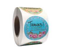Autocollants Fleurs De Remerciement Pour Votre Commande, Étiquettes Rondes Bleues Avec Coeur, Pour Petits Sacs De Boutique, De Mariage, 100 ? 500 Pièces