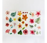 Autocollants Fleurs Et Feuilles Fraîches, Étiquette Décorative Pour Album Journal Intime, Décor Pour Compte À Main, 3 Feuilles/Paquet