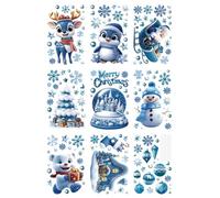 Autocollants Flocons De Neige D Hiver,12 Modeles De Renne De Dessin Anime Decalcomanies,Autocollants de Scrapbooking de Noël | Pour Ecole Classe Chambre Salon Appartement Anniversaire Fete Bureau Mais
