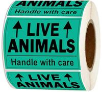 Autocollants fluorescents « Live Animals Please Handle with Care », 5 x 7,6 cm pour expédition et emballage (250 étiquettes adhésives)