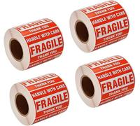 Autocollants fragiles 5 x 7,6 cm - Rouleau de 500, faciles à décoller, adhésif haute qualité pour une expédition en toute sécurité, étiquettes rouges semi-brillantes