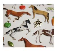 Autocollants - GLOBAL GIFT - Chevaux - Réutilisables - Relief 3D - Multicolore