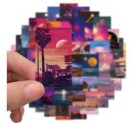 Autocollants Graffiti Imperméables, 50 Pièces, Thème D'illustration De Coucher De Soleil, Dessin Animé, Pour Ordinateur Portable, Scrapbooking