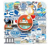 Autocollants Grèce | 50Pcs Décalques Vinyle Imperméables sur le Thème Grec pour Gourdes, PC Portable, Valise, Tasse