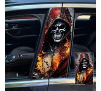 Autocollants Halloween 2 pièces en vinyle HD et décalcomanies, autocollant tête de mort durable pour voiture (s1, 50X25cm)