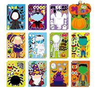 Autocollants Halloween, 24 Feuilles Autocollantes Halloween DIY, Ghost Witch Vampire Zombie Pumpkin Crafts Stickers for Kids Boys Girls Party and Activities