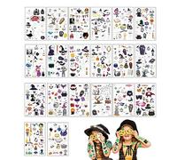 Autocollants Halloween tatouages Halloween 20pcs / Set Glow in the Dark Halloween Tattoos for Kids Spooky Ghosts Skeletons Pumpkins Tattoos Tattoos décor pour les faveurs de fête