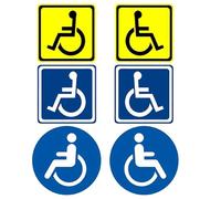 Autocollants Handicapé, 6 Pièces autocollants Handicap à appliquer sur le côté intérieur de la vitre d’une voiture, d’un camping-car, d’un pare-brise unités pour usage Interne Voiture