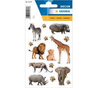 Autocollants HERMA DECOR "Animaux d'Afrique" en papier 3 feuilles à 15 autocollants