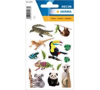 Autocollants HERMA DECOR "Animaux exotiques" en papier 3 feuilles à 12 autocollants