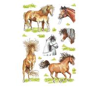 Autocollants HERMA DECOR "Chevaux dessinés" 3 feuilles à 6 autocollants