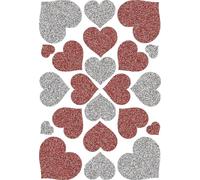 Autocollants HERMA MAGIC "Coeurs rouge & argent" Glittery 1 feuille à 22 autocollants