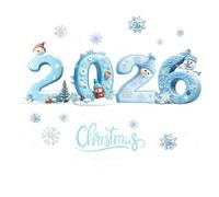 Autocollants Hivernaux pour Fenêtres - 2026 Noël Bonne Année Décorations Bonhomme de Neige Flocon de Neige - Adhésifs Réutilisables Statiques pour Intérieur Fête Hiver Maison École Salle