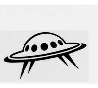 Autocollants Imperméables 25Cm (9,84 Pouces) Soucoupe Volante Autocollant De Voiture Décalcomanies en Vinyle OVNI Drôle Décoration De Fenêtre De Voiture Noir/Argent (Kf1S21822)