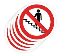 Autocollants interdits 5 unités Autocollants de 14 cm Affiche interdiction de panneau de travail industriel (14 cm, utilisation d'escalier)