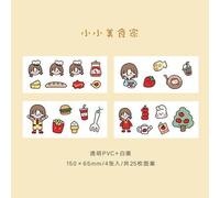Autocollants Kawaii Fille Et Ours Lapin, Étiquette Décorative, Décor D'album, Compte À Main, Journal Intime, 4 Feuilles/Paquet