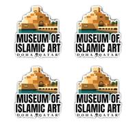 Autocollants laminés : 100 mm - Lot de 4 autocollants XL Museum of Islamic Art Doha résistants aux intempéries