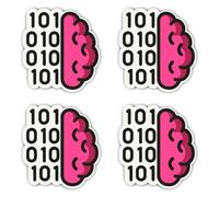 Autocollants laminés : 150 mm, lot de 4 - Binary Brain 101010101 XL Nerd Sticker