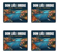 Autocollants laminés : 150 mm, lot de 4 - Dom Luís I Bridge Porto Portugal film XL résistant aux intempéries