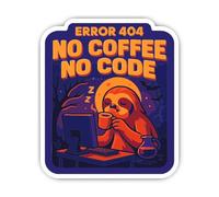 Autocollants laminés : 200 mm, 1 pièce - ERROR 404 NO COFFEE NO CODE Plaque de porte imperméable IT