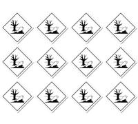 Autocollants laminés : 25 x 25 mm, 12 pièces - Notes de danger - Dangereux pour l'environnement - pictogramme de sécurité ADR/GHS/DGR/UN