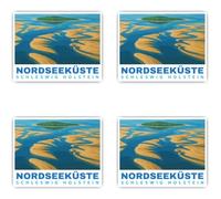 Autocollants laminés : 75 mm, 4 pièces - Côte de la mer du Nord du Schleswig Holstein résistant aux intempéries