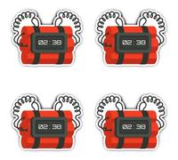 Autocollants laminés : 75 mm, 4 pièces - Time Bomb 02:38 Juristes Bureau Fristengag robuste