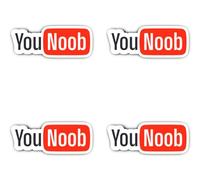 Autocollants laminés : 75 mm, lot de 4 - YouNoob Gamer Stickers imperméables et résistants aux UV