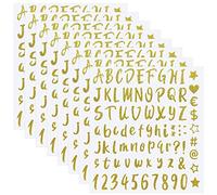 Autocollants Lettres à Paillettes, 8 Feuilles 640Pcs Alphabet Lettre et Autocollant de Nombre Adhesifs Autocollants Lettre et Chiffres pour Boîte aux Lettres Carte Fenêtre Adresse Scrapbooking (Or)