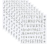 Autocollants Lettres À Paillettes,8 Feuilles 640pcs Alphabet Lettres Et Chiffres Autocollant Stickers Adhesifs Pour Numéros De Boîte Aux Lettres Porte Panneau Fenêtre Adresse Mariage Carte (Argent)
