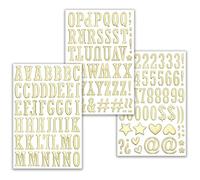 Autocollants Lettres et Chiffres, 3 Feuilles Stickers Chiffres et Lettres Pailletés, Autocollant Alphabet Doré, Stickers Chiffres de 0 à 9 pour DIY Scrapbooking, Cartes de Vœux, Carnet (B)