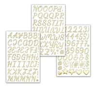 Autocollants Lettres et Chiffres, 3 Feuilles Stickers Chiffres et Lettres Pailletés, Autocollant Alphabet Doré, Stickers Chiffres de 0 à 9 pour DIY Scrapbooking, Cartes de Vœux, Carnet (C)