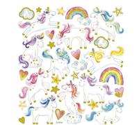 Autocollants licornes - Feuille de 15 x 16,5 cm - Environ 31 pièces - Licorne - 1 feuille