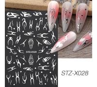 Autocollants M¿¿Talliques Argent¿¿S 3d Pour Nail Art",Motif ¿¿Toile,Lune,P¿¿Gase,Soleil Abstrait,D¿¿Calcomanies Pour D¿¿Coration Des Ongles,"Manucure - Type Stz-X028
