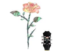 Autocollants Magnolia Rose pour ukulélé - Œuvre d'art en forme de tête de guitare, décorations d'instruments de musique, décalcomanies amovibles en vinyle pour basse acoustique, style personnalisé |