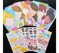 Autocollants Make-A-Face De Princesse Pour Filles, Mignon, Modèle Animal, Dinosaure, Jouets À Assembler, Jeux De Formation Pour Enfants, Diy, Ensemble De 9 Pièces,