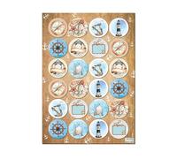 Autocollants marins, 24 pièces: stickers ronds déco mer avec mouette, phare, ancre, coquillage, motif marin, décoration carte, cadeau, fête, été, plage, scrapbooking, petit, Ø 4 cm